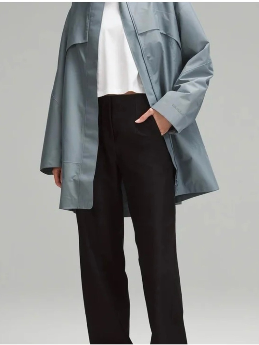 Luluemon NWT Mid-Length Waterproof Rain Coat XL Belgian Blue Euro Chic Outdoor